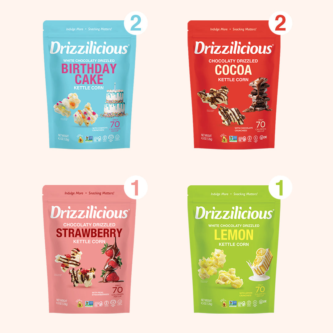 Variety Pack 4 Flavor Chocolaty Drizzled Kettle Corn 4.5 oz